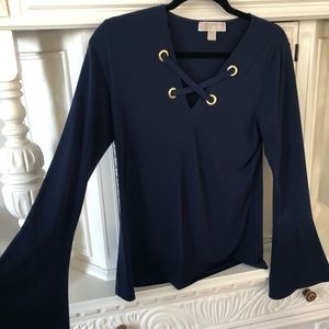 Michael Kors navy bell sleeve blouse